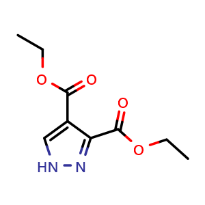 Chemical structure of Diethyl 1H-pyrazole-3,4-dicarboxylate , CAS 37687-26-6, AChemBlock AD277735