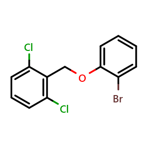 Chemical structure of 2-((2-Bromophenoxy)methyl)-1,3-dichlorobenzene , CAS 1039821-17-4, AChemBlock AD277736
