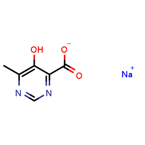 Chemical structure of Sodium 5-hydroxy-6-methylpyrimidine-4-carboxylate , CAS 3065609-52-8, AChemBlock AD277737