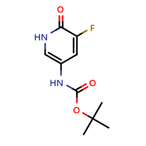Chemical structure of tert-Butyl (5-fluoro-6-oxo-1,6-dihydropyridin-3-yl)carbamate , CAS 2413905-10-7, AChemBlock AD277743