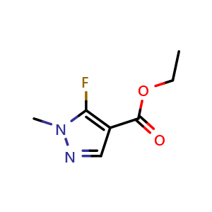 Chemical structure of Ethyl 5-fluoro-1-methyl-1H-pyrazole-4-carboxylate , CAS 118197-43-6, AChemBlock AD277744