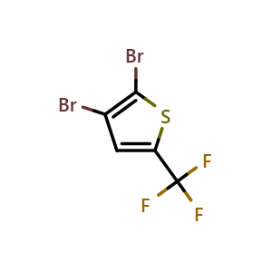 Chemical structure of 2,3-Dibromo-5-(trifluoromethyl)thiophene , CAS 2171963-99-6, AChemBlock AD277746