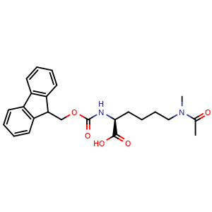 Chemical structure of N2-(((9H-fluoren-9-yl)methoxy)carbonyl)-N6-acetyl-N6-methyl-L-lysine , CAS 2892132-99-7, AChemBlock AD277749