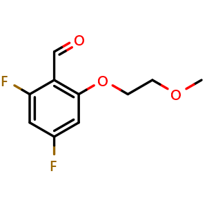 Chemical structure of 2,4-difluoro-6-(2-methoxyethoxy)benzaldehyde , CAS 2971746-48-0, AChemBlock AD277764