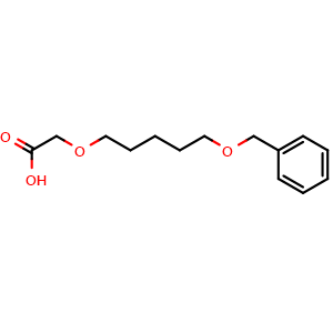 Chemical structure of 2-[[5-(Phenylmethoxy)pentyl]oxy]acetic acid , CAS 141401-18-5, AChemBlock AD277785
