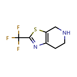 Chemical structure of 2-(trifluoromethyl)-4,5,6,7-tetrahydro[1,3]thiazolo[5,4-c]pyridine , CAS 2503205-21-6, AChemBlock AD277792