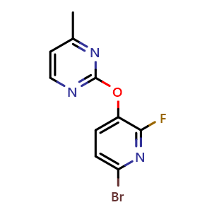 Chemical structure of 2-[(6-bromo-2-fluoropyridin-3-yl)oxy]-4-methylpyrimidine , CAS 3064711-88-9, AChemBlock AD277793