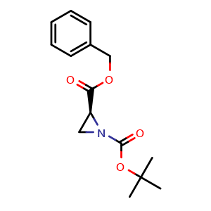 Chemical structure of 2-Methylpropan-2-yl (2S)-2-[(benzyloxy)carbonyl]aziridine-1-carboxylate , CAS 719307-84-3, AChemBlock AD277794