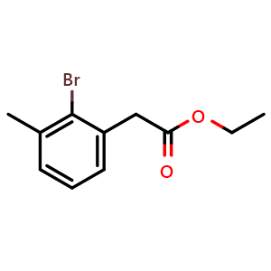 Chemical structure of Ethyl 2-(2-bromo-3-methylphenyl)acetate , CAS 248920-13-0, AChemBlock AD277802