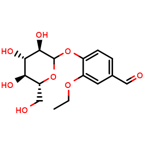 Chemical structure of Ethyl vanillin glucoside , CAS 122397-96-0, AChemBlock AD277806