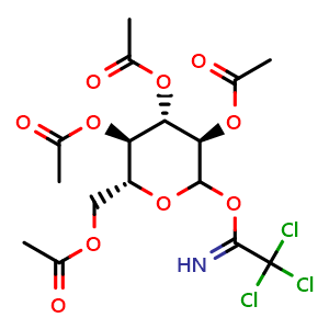Chemical structure of D-Glucopyranose, 2,3,4,6-tetraacetate 1-(2,2,2-trichloroethanimidate) , CAS 142831-80-9, AChemBlock AD277807