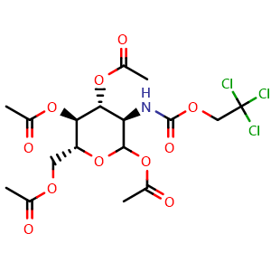 Chemical structure of 1,3,4,6-Tetra-O-acetyl-2-deoxy-2-(2,2,2-trichloroethoxycarbonylamino)-D-glucopyranose , CAS 114360-77-9, AChemBlock AD277811