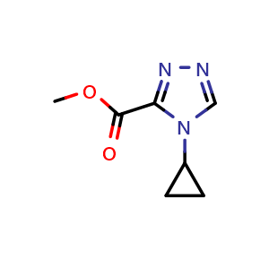 Chemical structure of Methyl 4-Cyclopropyl-4H-1,2,4-triazole-3-carboxylate , CAS 2111475-95-5, AChemBlock AD277823