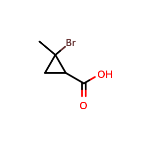 Chemical structure of 2-bromo-2-methylcyclopropane-1-carboxylic acid , CAS 1378805-61-8, AChemBlock AD277839