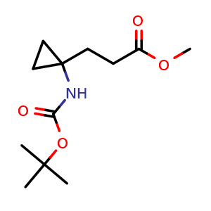 Chemical structure of Methyl 3-(1-((tert-Butoxycarbonyl)amino)cyclopropyl)propanoate , CAS 2114732-16-8, AChemBlock AD277844