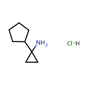 Chemical structure of 1-Cyclopentylcyclopropan-1-amine hydrochloride , CAS 1255717-92-0, AChemBlock AD277853