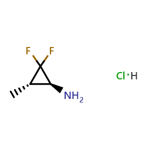 Chemical structure of rel-(1S,3S)-2,2-Difluoro-3-methylcyclopropan-1-amine hydrochloride , CAS 2743625-99-0, AChemBlock AD277855