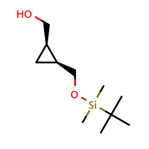 Chemical structure of (cis-2-(((tert-Butyldimethylsilyl)oxy)methyl)cyclopropyl)methanol , CAS 124200-37-9, AChemBlock AD277857