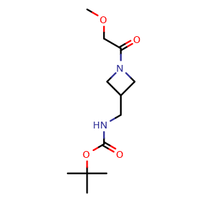 Chemical structure of tert-Butyl ((1-(2-methoxyacetyl)azetidin-3-yl)methyl)carbamate , CAS 2386222-18-8, AChemBlock AD277870