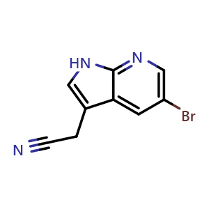Chemical structure of 2-(5-bromo-1H-pyrrolo[2,3-b]pyridin-3-yl)acetonitrile , CAS 183208-56-2, AChemBlock AD277871