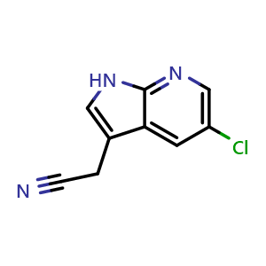 Chemical structure of 2-(5-chloro-1H-pyrrolo[2,3-b]pyridin-3-yl)acetonitrile , CAS 1955525-73-1, AChemBlock AD277872