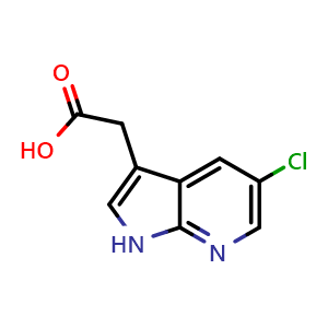 Chemical structure of 2-(5-chloro-1H-pyrrolo[2,3-b]pyridin-3-yl)acetic acid , CAS 1509295-64-0, AChemBlock AD277873