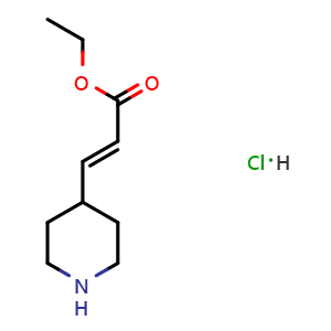 Chemical structure of Ethyl (E)-3-(piperidin-4-yl)acrylate hydrochloride , CAS 874151-89-0, AChemBlock AD277876