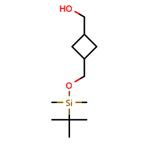 Chemical structure of (3-(((tert-Butyldimethylsilyl)oxy)methyl)cyclobutyl)methanol , CAS 185622-11-1, AChemBlock AD277887