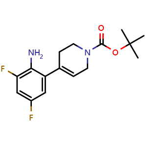 Chemical structure of tert-Butyl 4-(2-amino-3,5-difluorophenyl)-3,6-dihydropyridine-1(2H)-carboxylate , CAS 872999-22-9, AChemBlock AD277888