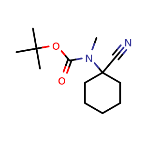 Chemical structure of tert-butyl (1-cyanocyclohexyl)(methyl)carbamate , CAS 1267995-67-4, AChemBlock AD277892