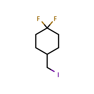 Chemical structure of 1,1-difluoro-4-(iodomethyl)cyclohexane , CAS 476415-02-8, AChemBlock AD277894