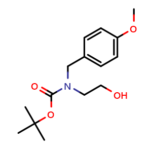 Chemical structure of tert-butyl (2-hydroxyethyl)(4-methoxybenzyl)carbamate , CAS 913642-31-6, AChemBlock AD277895