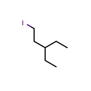 Chemical structure of 3-ethyl-1-iodopentane , CAS 627463-85-8, AChemBlock AD277905