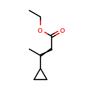 Chemical structure of ethyl 3-cyclopropylbut-2-enoate , CAS 825-78-5, AChemBlock AD277908