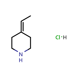 Chemical structure of 4-ethylidenepiperidine hydrochloride , CAS 155137-09-0, AChemBlock AD277913