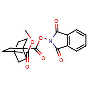 Chemical structure of 1-(1,3-dioxoisoindolin-2-yl) 4-methyl bicyclo[2.2.2]octane-1,4-dicarboxylate , CAS 1928766-36-2, AChemBlock AD277920