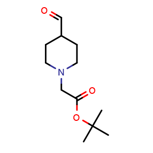 Chemical structure of tert-butyl 2-(4-formylpiperidin-1-yl)acetate , CAS 1097876-02-2, AChemBlock AD277927