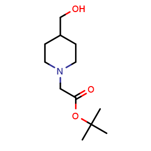 Chemical structure of tert-butyl 2-(4-(hydroxymethyl)piperidin-1-yl)acetate , CAS 1248900-66-4, AChemBlock AD277928