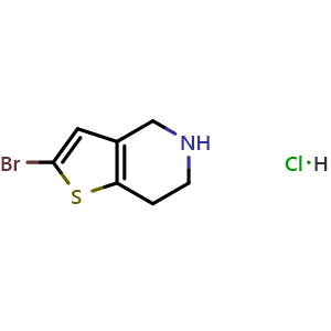 Chemical structure of 2-bromo-4,5,6,7-tetrahydrothieno[3,2-c]pyridine hydrochloride , CAS 1956325-57-7, AChemBlock AD277934