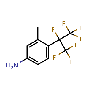 Chemical structure of 3-Methyl-4-[1,2,2,2-tetrafluoro-1-(trifluoromethyl)ethyl]benzenamine , CAS 273735-33-4, AChemBlock AD277939