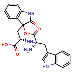 Chemical structure of (2S)-2-Amino-3-(3-hydroxy-2-oxoindolin-3-yl)propanoic acid , CAS 184955-21-3, AChemBlock AD277940