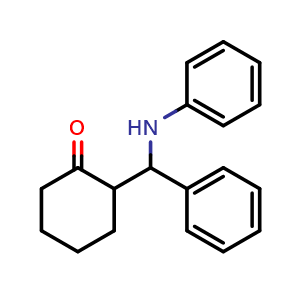 Chemical structure of 2-(Phenyl(phenylamino)methyl)cyclohexanone , CAS 737-47-3, AChemBlock AD277941