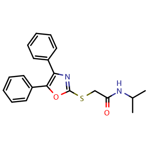 Chemical structure of 2-((4,5-Diphenyloxazol-2-yl)thio)-N-isopropylacetamide , CAS 565466-26-4, AChemBlock AD277945
