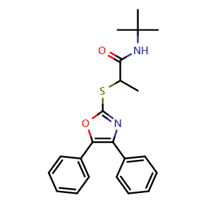 Chemical structure of N-(tert-Butyl)-2-((4,5-diphenyloxazol-2-yl)thio)propanamide , CAS 1385506-57-9, AChemBlock AD277947