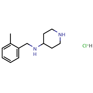 Chemical structure of N-(2-Methylbenzyl)piperidin-4-amine hydrochloride , CAS 1289386-50-0, AChemBlock AD277963