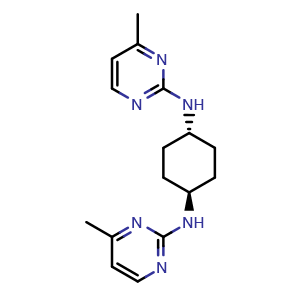 Chemical structure of trans-N1,N4-Bis(4-methylpyrimidin-2-yl)cyclohexane-1,4-diamine , CAS 1289388-61-9, AChemBlock AD277964
