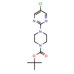 Chemical structure of tert-Butyl 4-(5-chloropyrimidin-2-yl)piperazine-1-carboxylate , CAS 1323952-12-0, AChemBlock AD277965