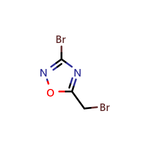 Chemical structure of 3-Bromo-5-(bromomethyl)-1,2,4-oxadiazole , CAS 121562-13-8, AChemBlock AD277966