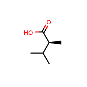 Chemical structure of (2S)-2,3-dimethylbutanoic acid , CAS 15071-34-8, AChemBlock AD277970