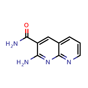 Chemical structure of 2-Amino-1,8-naphthyridine-3-carboxamide , CAS 15935-96-3, AChemBlock AD277973